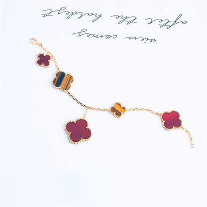 [Stars Jewelry]CLOVER BRACELET 5 MOTIFS CARNELIAN TIGER EYE