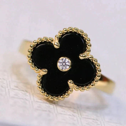 [Stars Jewelry]CLOVER ONYX RING GOLD DIAMOND