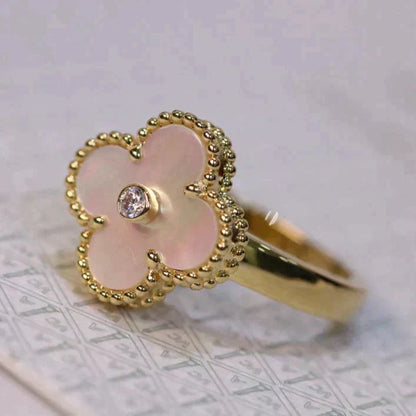 [Stars Jewelry]CLOVER PINK MOP RING GOLD DIAMOND