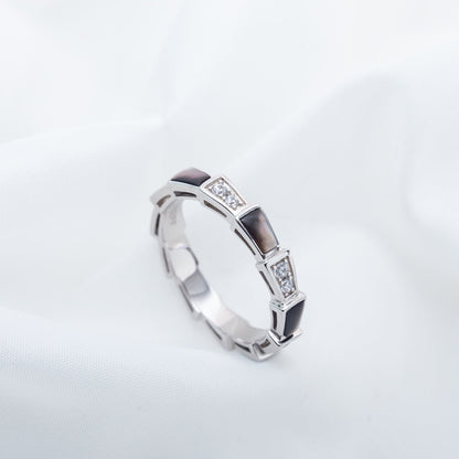 [Stars Jewelry]SERPENTI RING SILVER  DIAMOND BLACK MOP 3MM