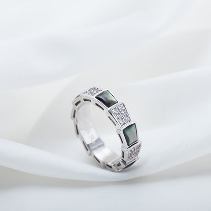 [Stars Jewelry]SERPENTI RING SILVER DIAMOND BLACK MOP 4MM