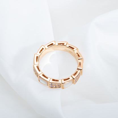 [Stars Jewelry]SERPENTI RING PINK GOLD MOP DIAMOND PAVED 4MM