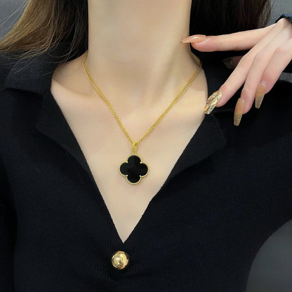 [Stars Jewelry]CLOVER 25MM NECKLACE GOLD ONYX