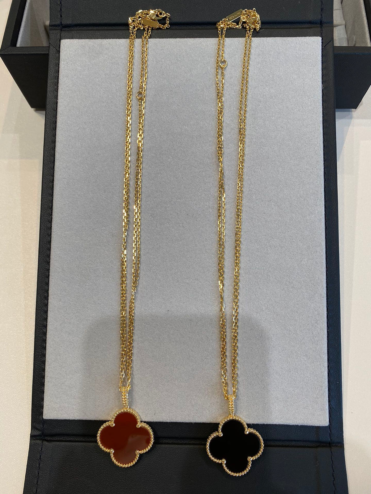 [Stars Jewelry]CLOVER 25MM NECKLACE GOLD CARNELIAN
