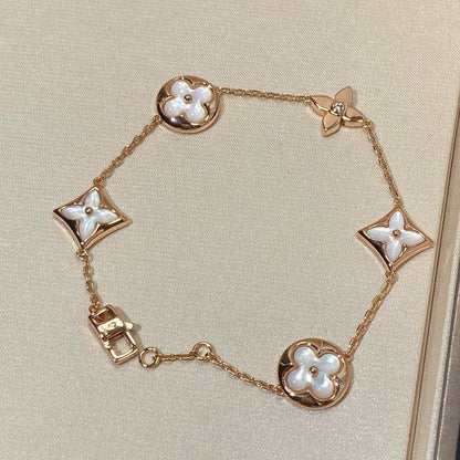 [Stars Jewelry]STAR AND SUN 5 MOTIF MOP PINK GOLD BRACELET