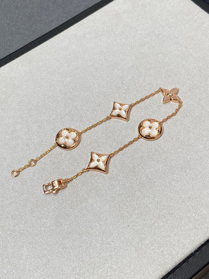 [Stars Jewelry]STAR AND SUN 5 MOTIF MOP PINK GOLD BRACELET