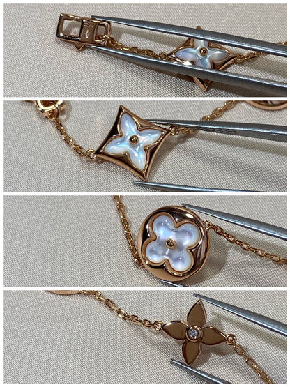 [Stars Jewelry]STAR AND SUN 5 MOTIF MOP PINK GOLD BRACELET