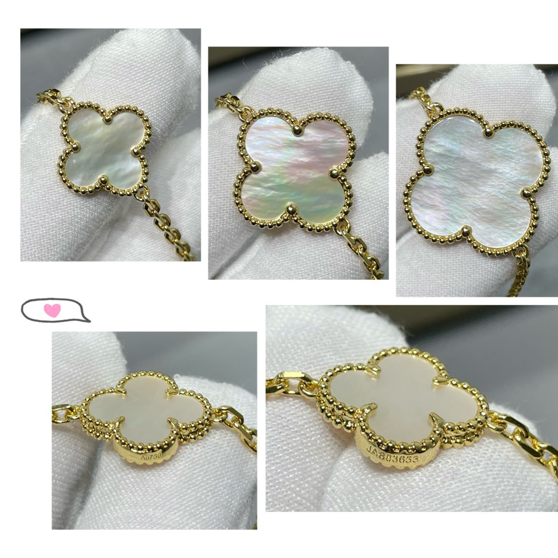 [Stars Jewelry]CLOVER 16 MOTIF WHITE MOP GOLD NECKLACE