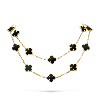 [Stars Jewelry]CLOVER 20 MOTIFS ONYX NECKLACE