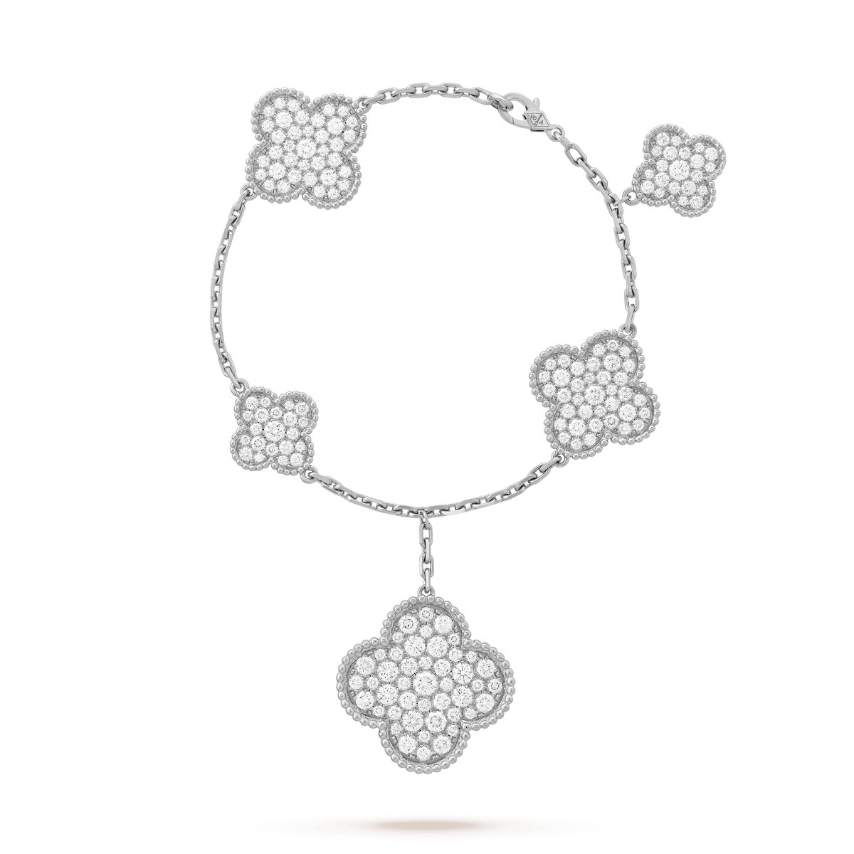 [Stars Jewelry]CLOVER 6 MOTIFS SILVER DIAMOND BRACELET