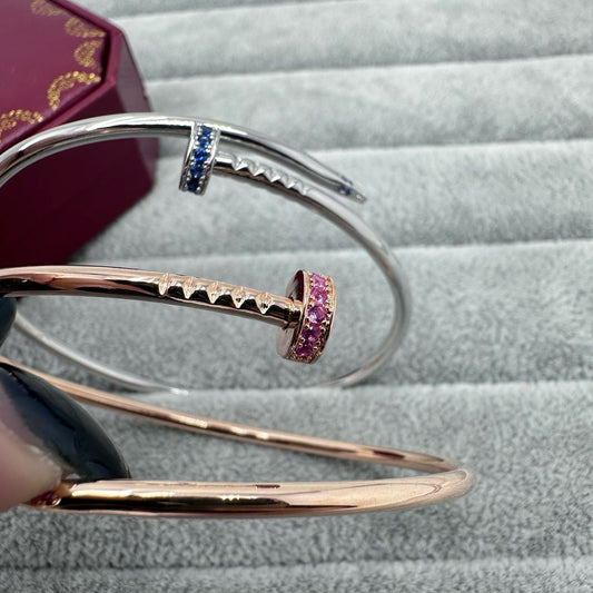 [Stars Jewelry]JUSTE BRACELET 2.5MM PINK STONES AT BOTH ENDS