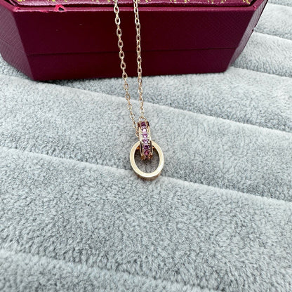 [Stars Jewelry]LOVE DOUBLE PINK STONES RING BRACELET