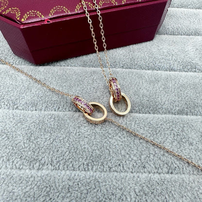[Stellar Jewelry]LOVE DOUBLE PINK STONES RING BRACELET