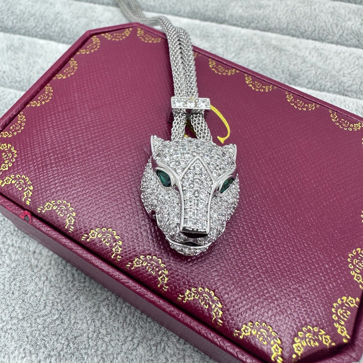 [Stars Jewelry]FULL STONE BIG LEOPARD HEAD NECKLACE