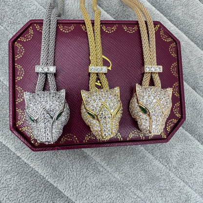 [Stars Jewelry]FULL STONE BIG LEOPARD HEAD NECKLACE