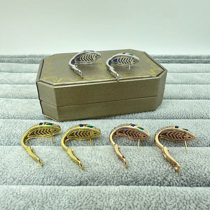 [Stars Jewelry]FULL STONE TWO-TONE SNAKE EARRING STUDS