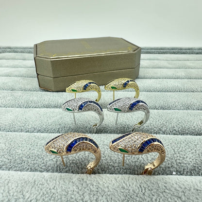 [Stars Jewelry]FULL STONE TWO-TONE SNAKE EARRING STUDS