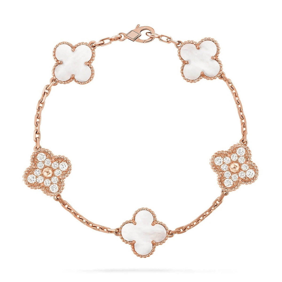 [Stars Jewelry]CLOVER WHITE PEARL MOP 5 MOTIF BRACELET COLLECTION