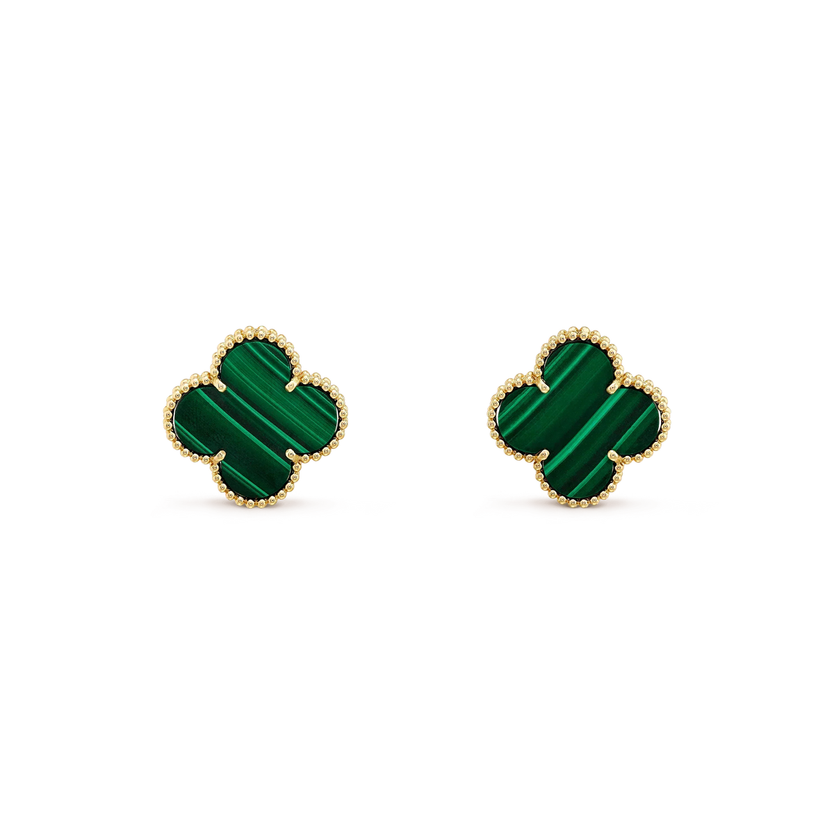 [Stars Jewelry]CLOVER MINI 9.5MM MALACHITE  EARRINGS