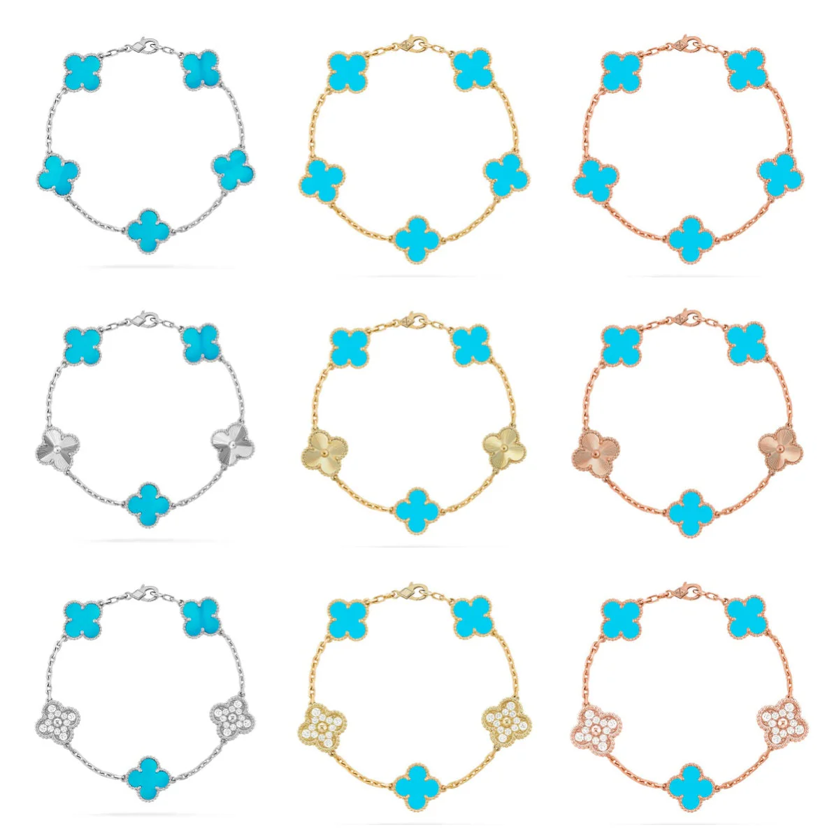 [Stars Jewelry] CLOVER 5 MOTIF TURQUOISE BRACELET COLLECTION