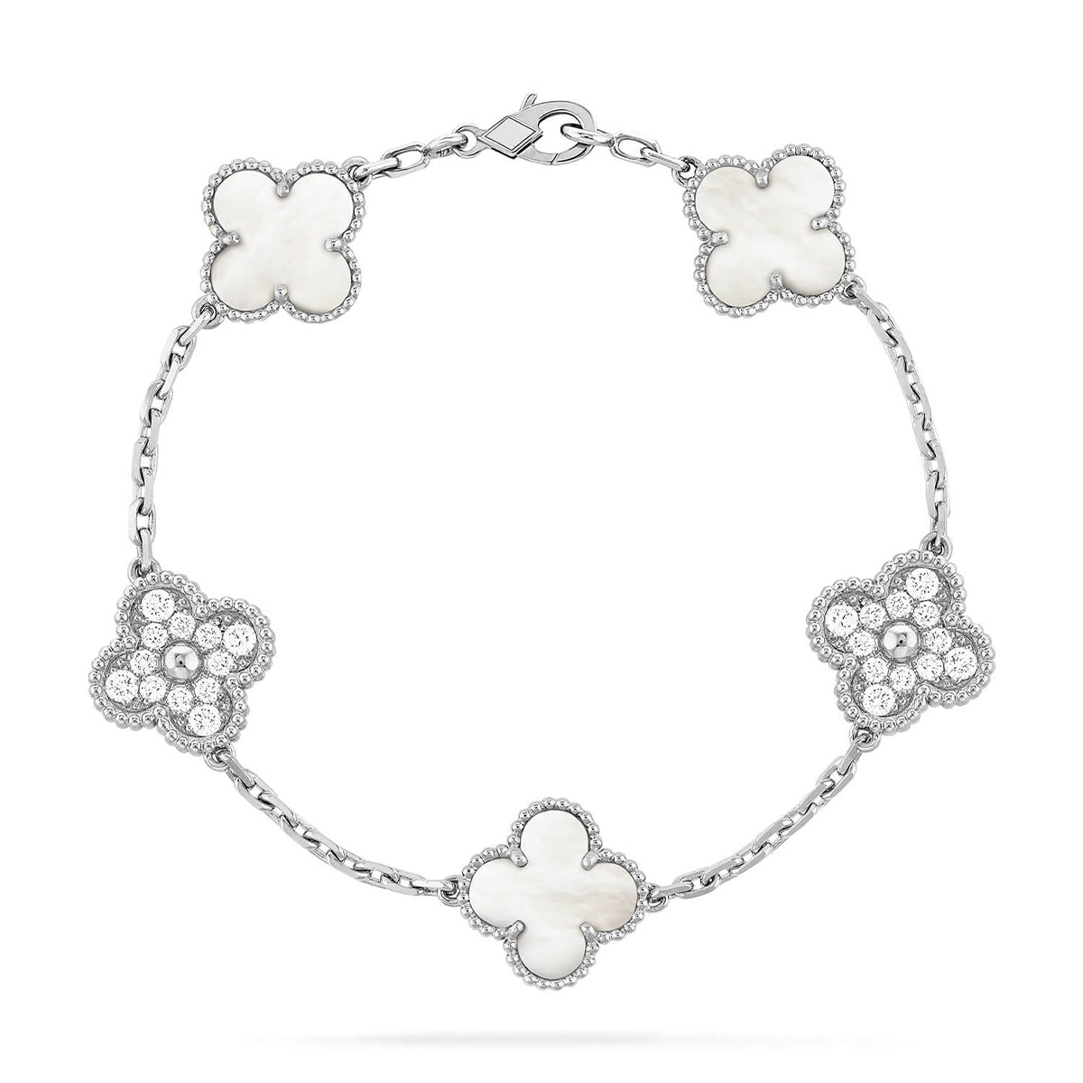[Stars Jewelry]CLOVER WHITE PEARL MOP 5 MOTIF BRACELET COLLECTION