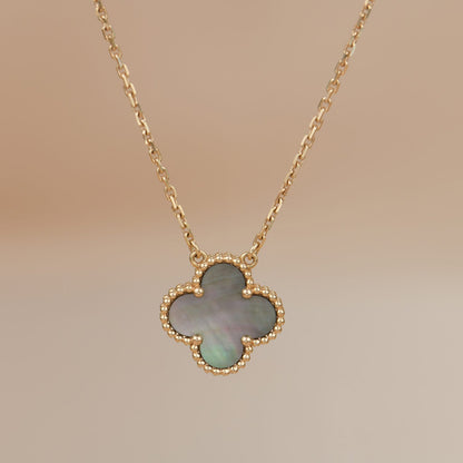 [Stars Jewelry]CLOVER 15MM  GRAY MOTHER OF PEARL NECKLACE