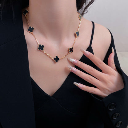 [Stars Jewelry]CLOVER 10 MOTIFS ONYX NECKLACE