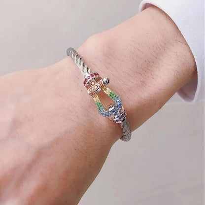 [Stars Jewelry]FORC LARGE HORSESHOE  COLORED DIAMOND BRACELET SILVER