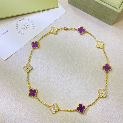 [Stars Jewelry Jewelry]CLOVER 10 MOTIFS  PURPLE VIOLET DIAMOND NECKLACE