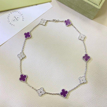 [Stars Jewelry Jewelry]CLOVER 10 MOTIFS  PURPLE VIOLET DIAMOND NECKLACE