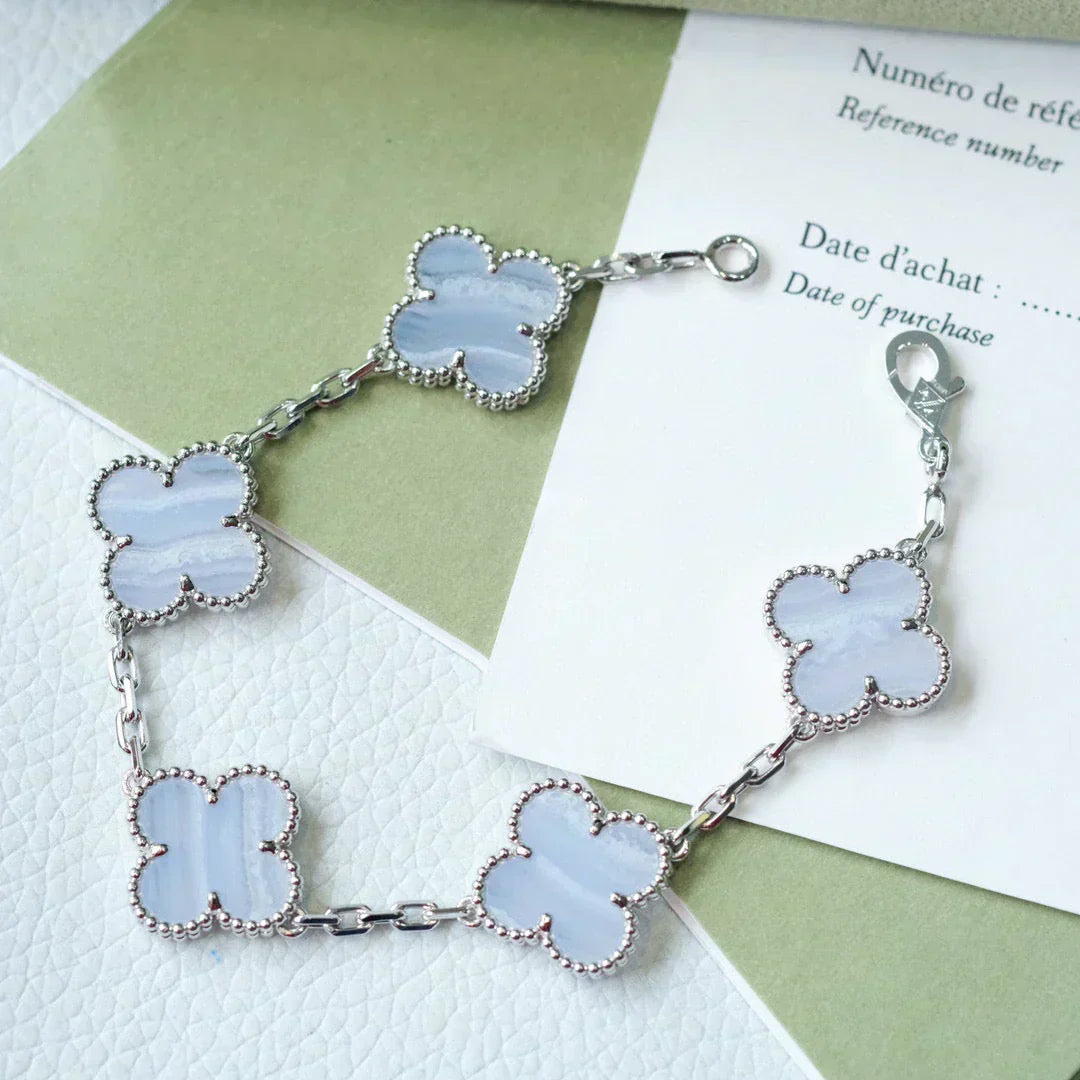 [Stars Jewelry] CLOVER 5 MOTIF PURPLE CHALCEDONY BRACELET COLLECTION