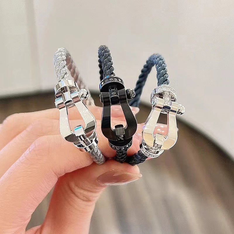 [Stars Jewelry]FORCE LARGE HORSESHOE FULL DIAMOND BRACELET ROSE GOLD
