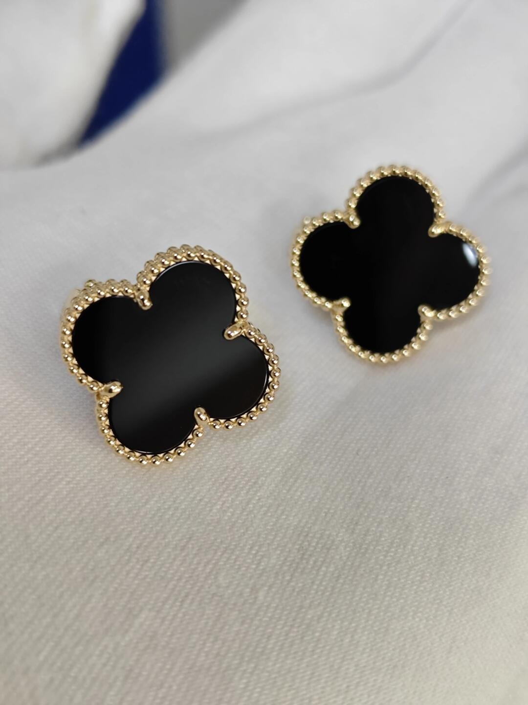 [Stars Jewelry]CLOVER 20MM BLACK MOP EARRINGS