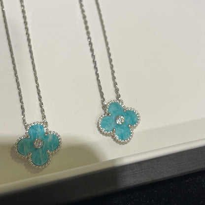 [Stars Jewelry]CLOVER 15MM DIAMOND SVRES PORCELAIN  NECKLACE SILVER