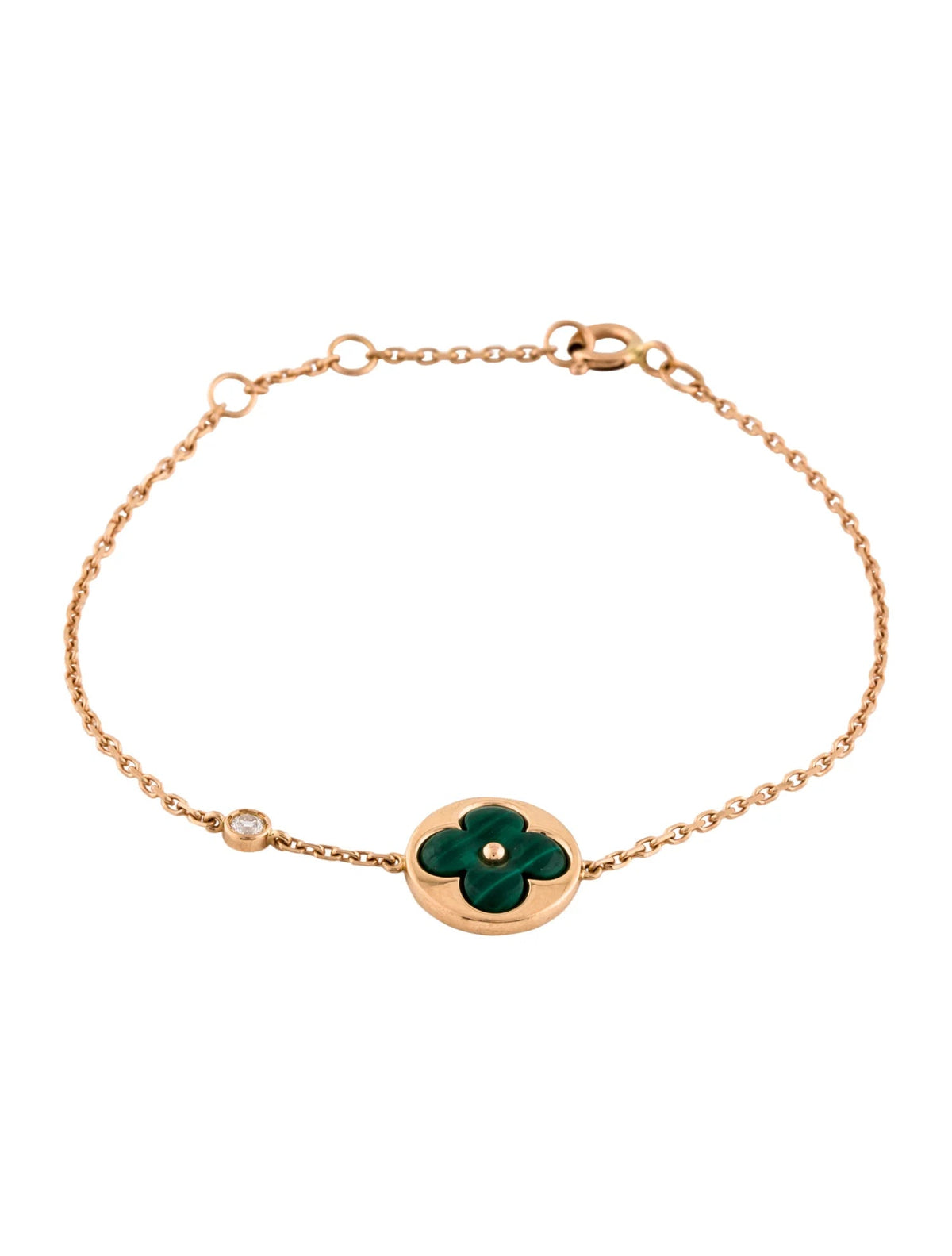 [Stars Jewelry]SUN MALACHITE 1 DIAMOND PINK GOLD BRACELET
