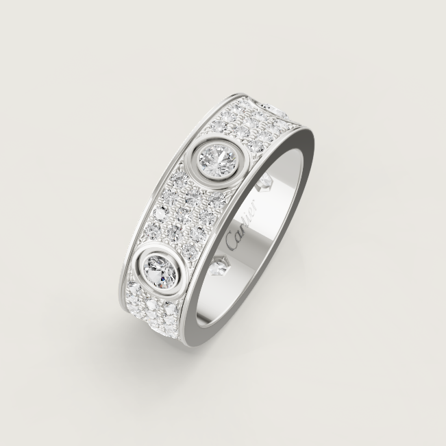 [Stars Jewelry]LOVE RING 6.5MM Full Diamond, 6 Major Diamonds Silver