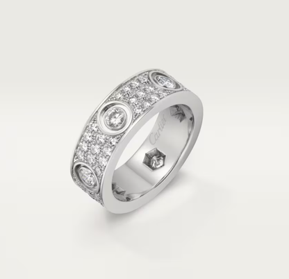 [Stars Jewelry]LOVE RING 6.5MM Full Diamond, 6 Major Diamonds Silver