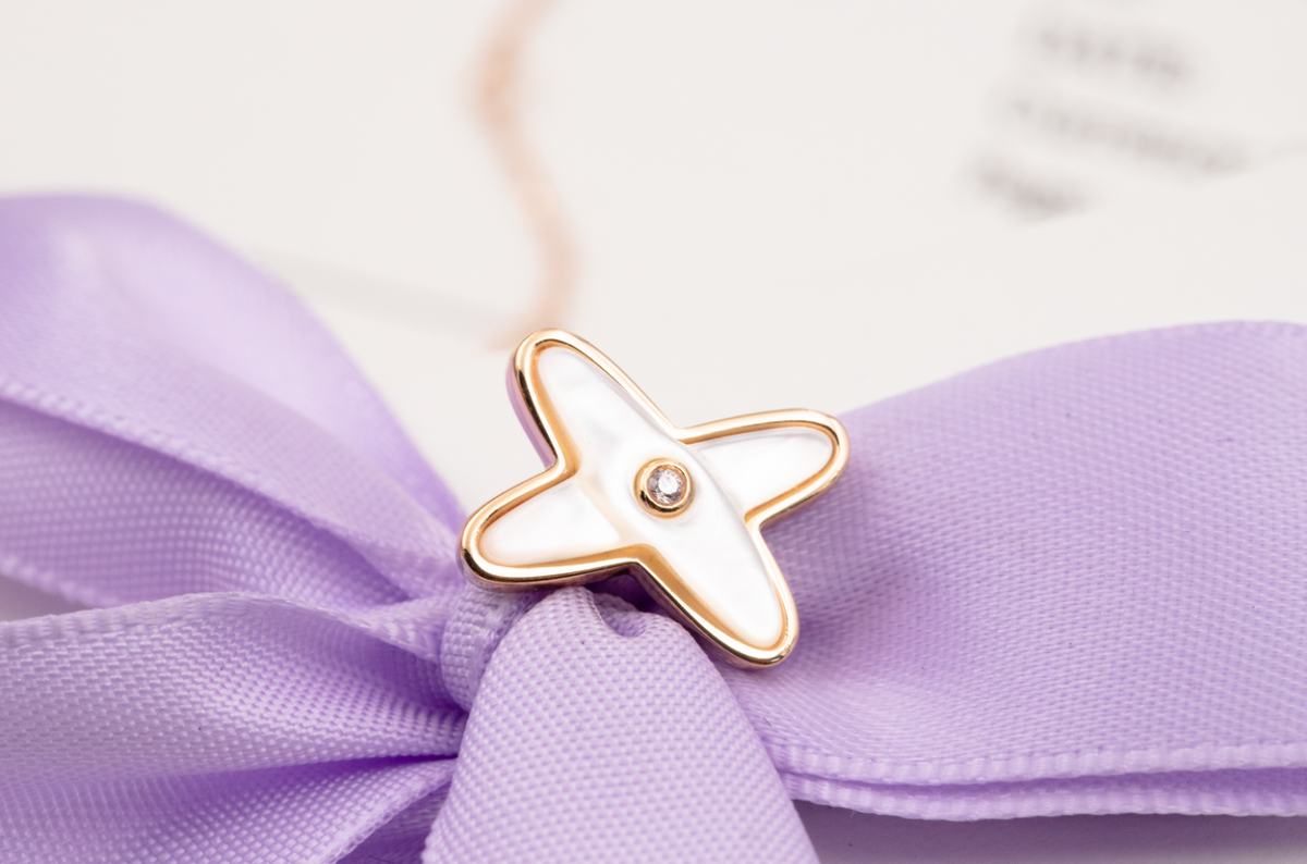 [Stars Jewelry]JEUX DE WHITE MOP PINK GOLD DIAMOND EARRINGS