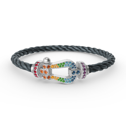 [Stars Jewelry]FORC LARGE HORSESHOE  COLORED DIAMOND BRACELET SILVER