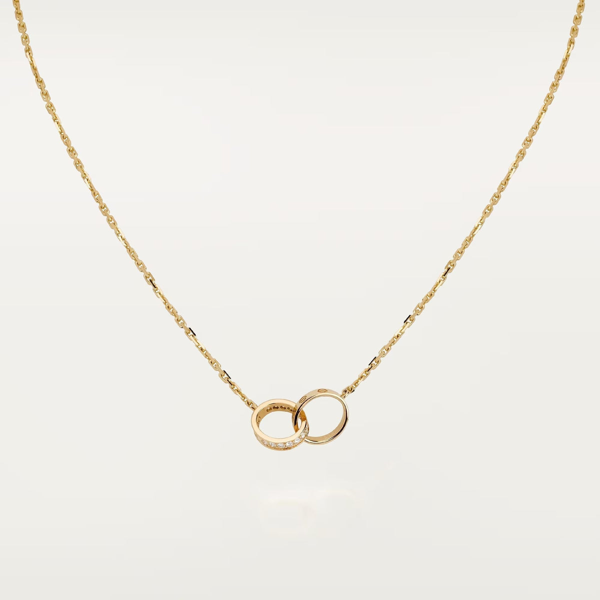 [Stars Jewelry]LOVE DOUBLE RING HALF DIAMOND NECKLACE
