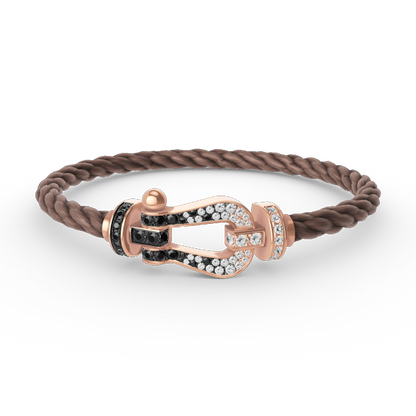 [Stars Jewelry]FORCE LARGE HORSESHOE BLACK WHITE DIAMOND BRACELET ROSE GOLD