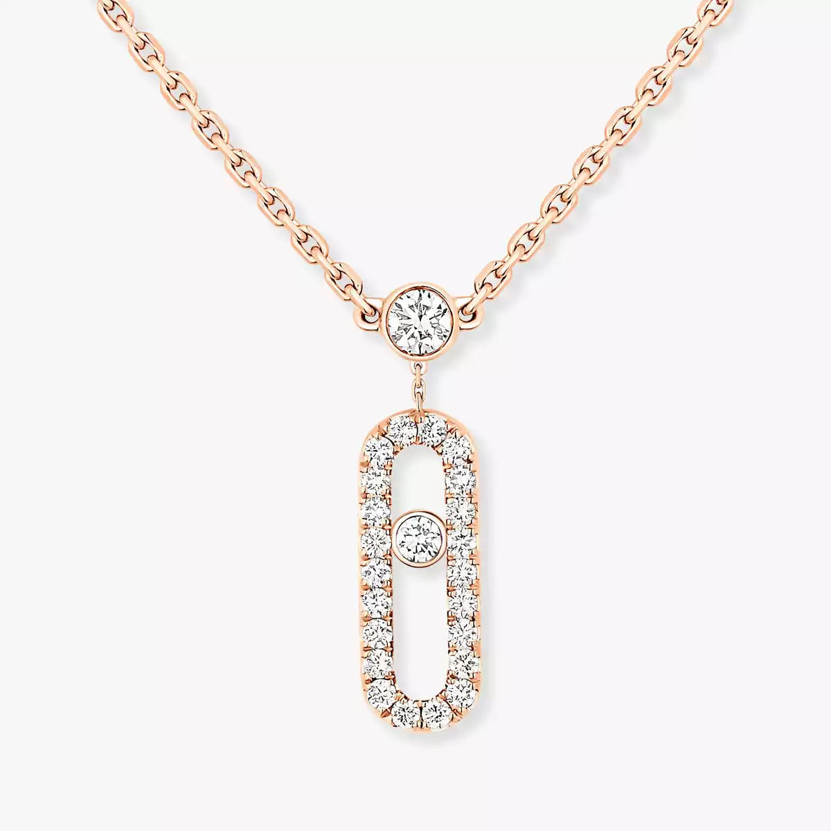 [Stars Jewelry]2 Rows Rose Gold Diamond Pave_ Necklace Move Uno