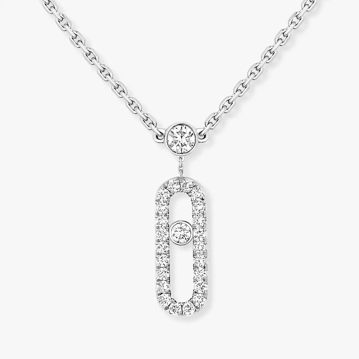 [Stars Jewelry]2 Rows Rose Gold Diamond Pave_ Necklace Move Uno