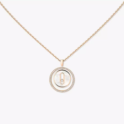 [Stars Jewelry]Lucky Move Diamond Necklace in Rose Gold and White Mother-of-Pearl