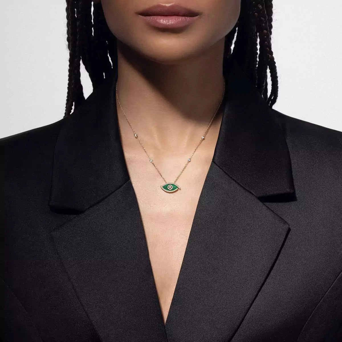[Stars Jewelry]Lucky Eye Diamond Necklace in  Gold and Turquoise
