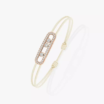 [Stars Jewelry]Care(Medium-3.5mm) pink cord pavé bracelet