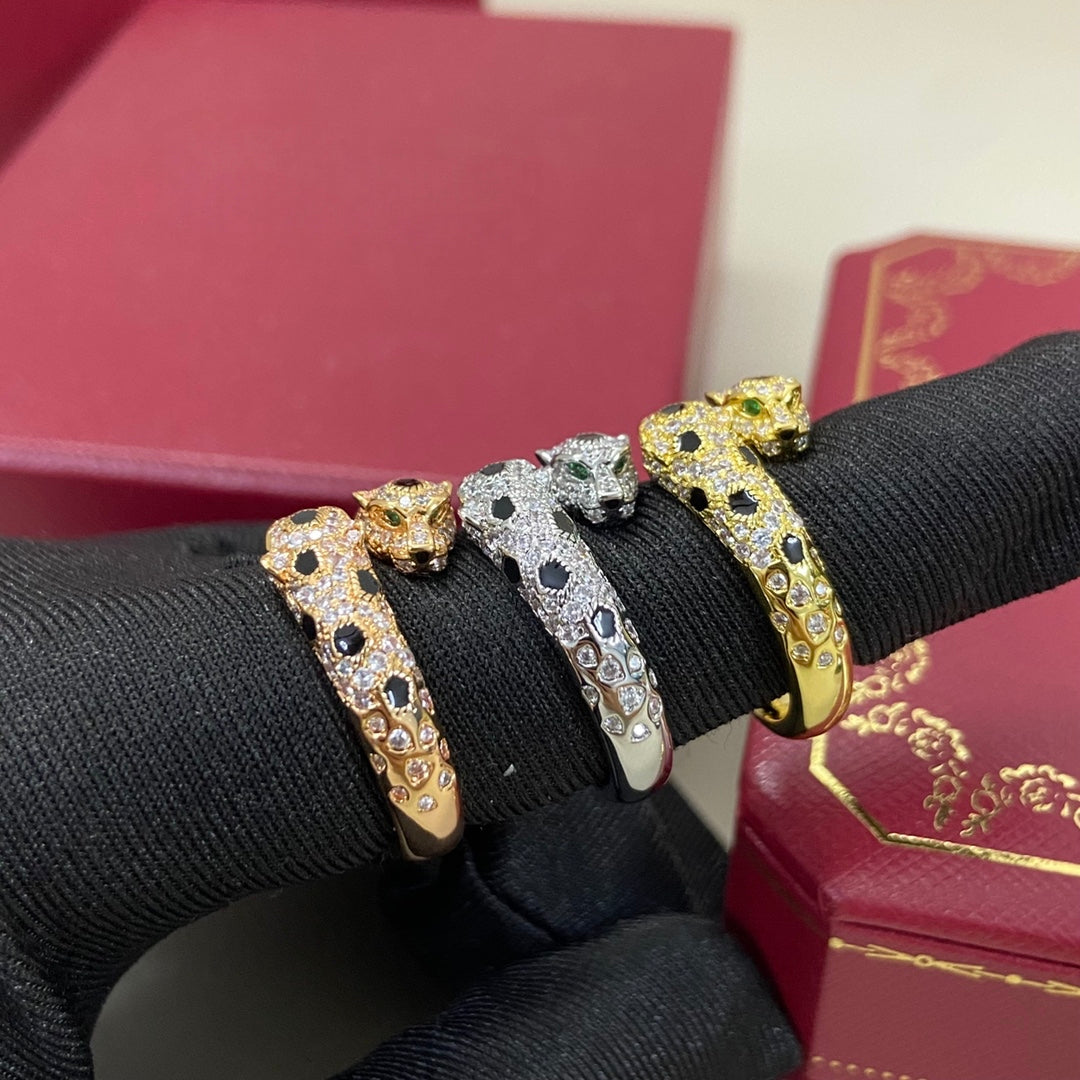 [Stars Jewelry]FULL DIAMOND DOUBLE LEOPARD HEAD RING