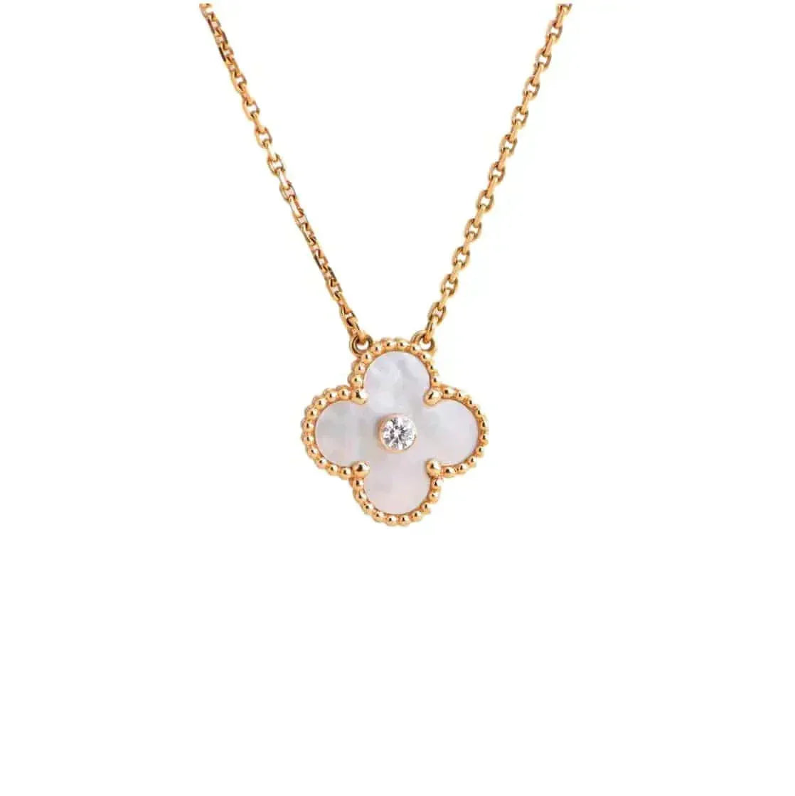 [Stars Jewelry]CLOVER 15MM DIAMOND WHITE FRITILLARIA NECKLACE