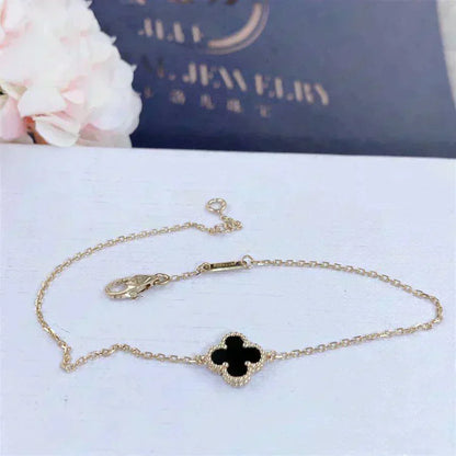 [Stars Jewelry]CLOVER ONYX SINGLE FLOWER BRACELET