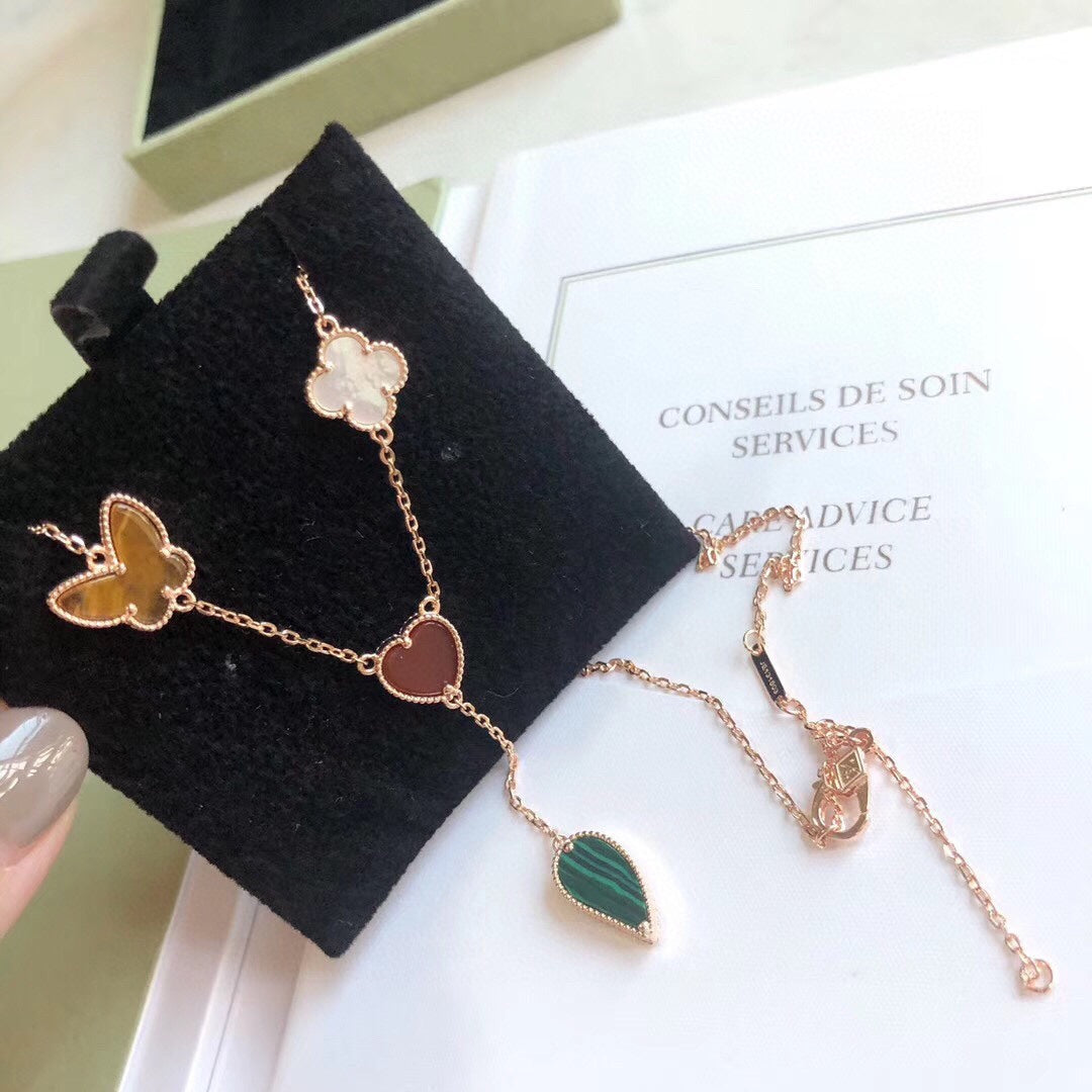 [Stars Jewelry]LUCKY SPRING 4 MOTIFS ROSE GOLD NECKLACE